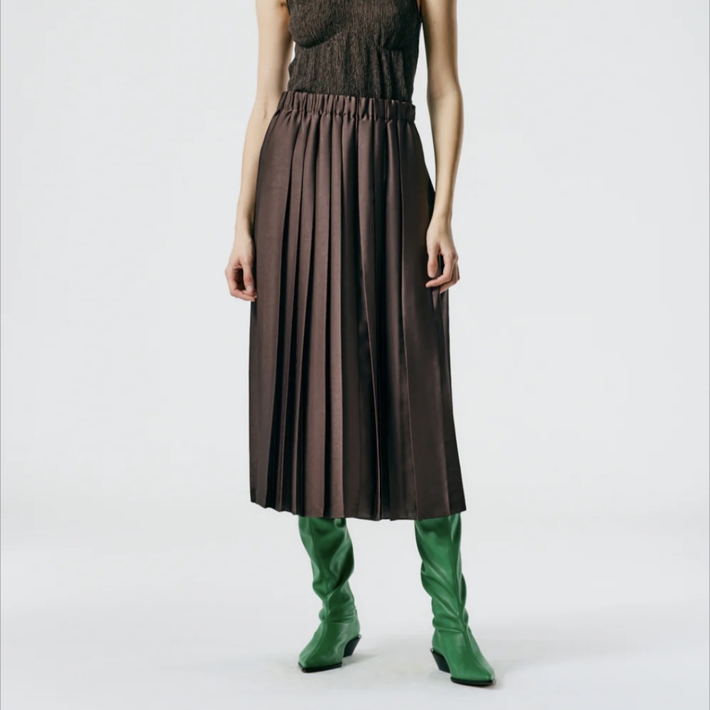 Tibi Feather Weight Pleated Pull On Skirt, small